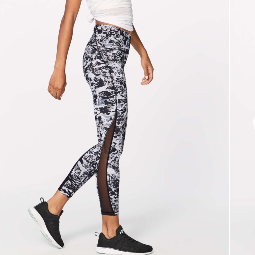 Lululemon Train Times 7/8 Pant 25” Interlaced Starlight Black Mesh Size 6‎
